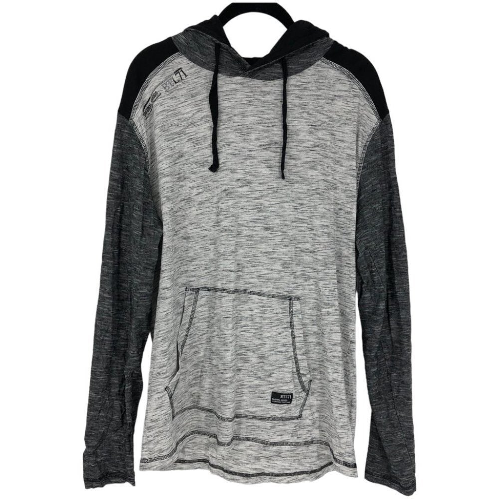 Bootlegger Heathered  Two-toned Gray Hoodie w/ kangaroo pocket size L